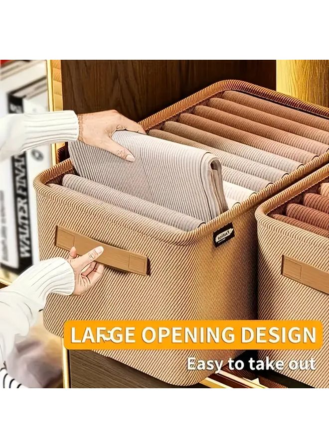 Gray 4 Piece Fabric Storage Baskets With Handles For Clothes Towels Toys Organizer - Image 4